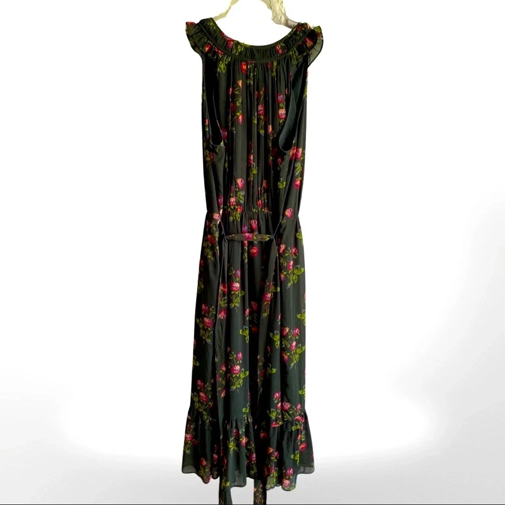 🦋HP!🦋J. Crew | Point Sur | High-Neck | Green Floral w/ Ruffle Dress | 4 | NWT - Picture 7 of 16